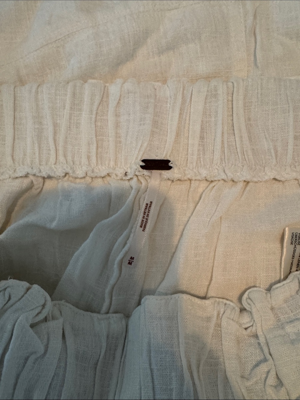 Free People Cream Wide-Leg Elastic Waist Pants - Picture 3 of 3